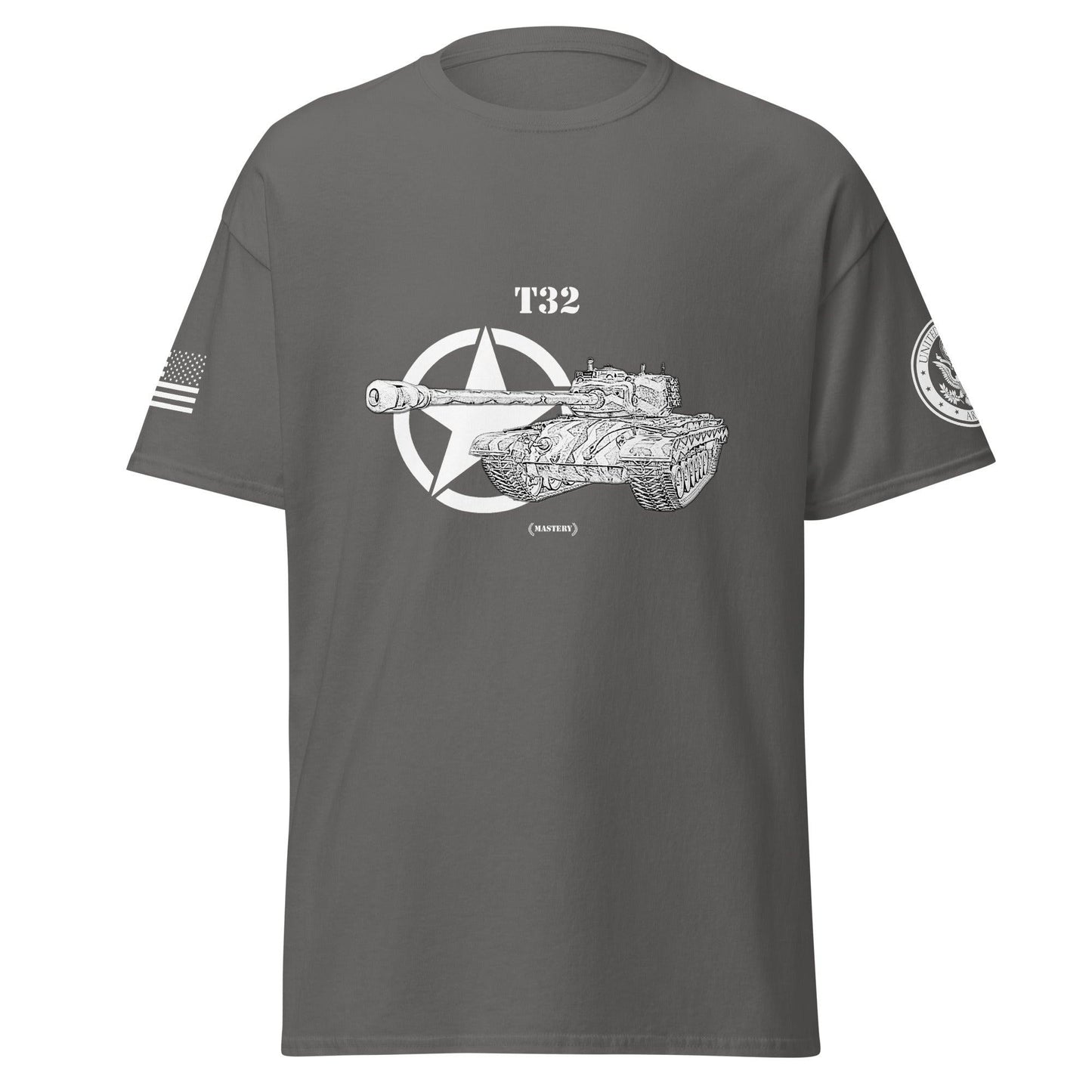 Amerikanischer schwerer Panzer T32 Mastery T-Shirt sw T-Shirt 29.99 Herren, Mastery, Panzer, schwerer, sw, T-Shirt, T32, Tanks, Thunder, War, World JLR Design