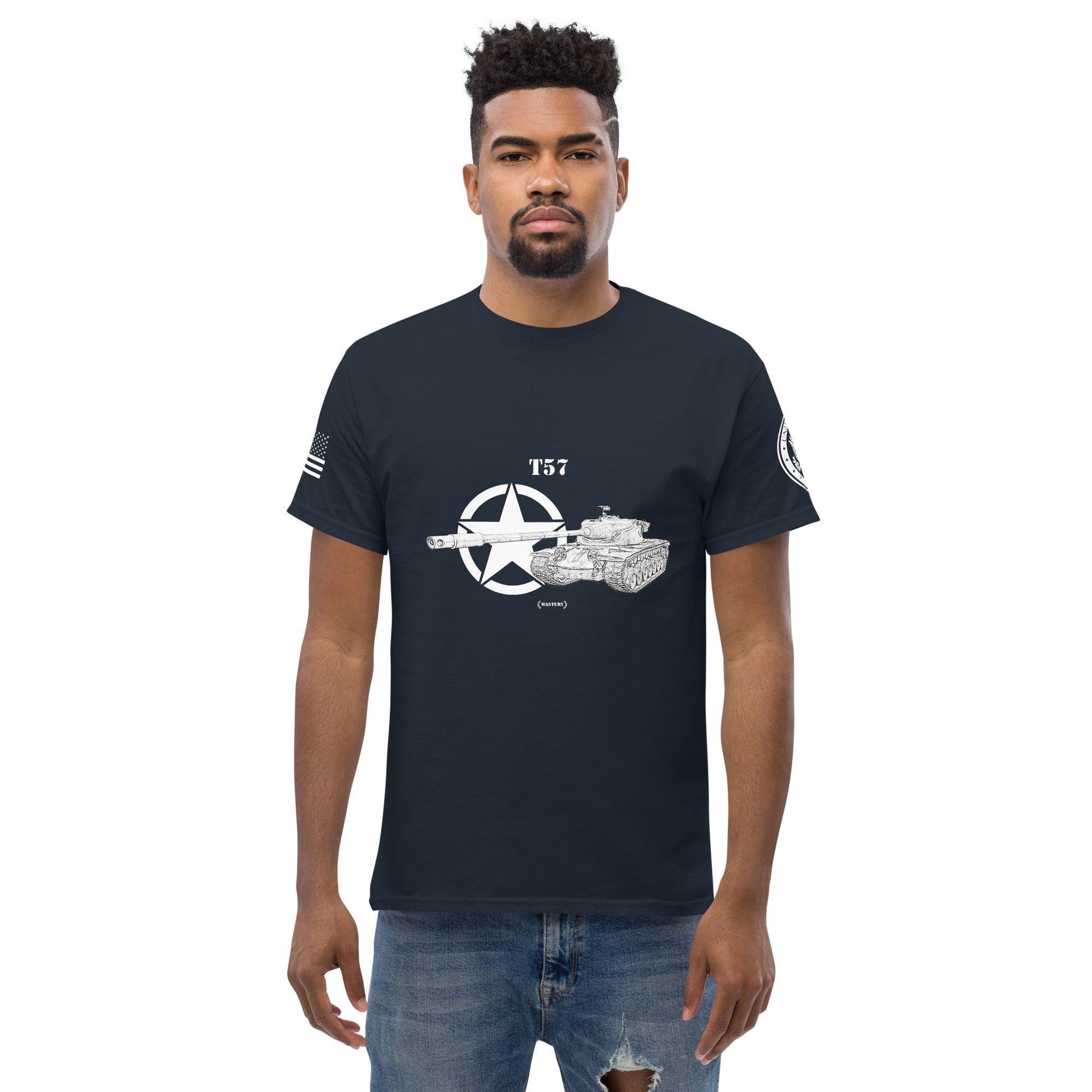 Amerikanischer schwerer Panzer T57 Mastery T-Shirt sw T-Shirt 29.99 Amerikanischer, Herren, Mastery, Panzer, schwerer, sw, T-Shirt, T57, Tanks, Thunder, War, World JLR Design