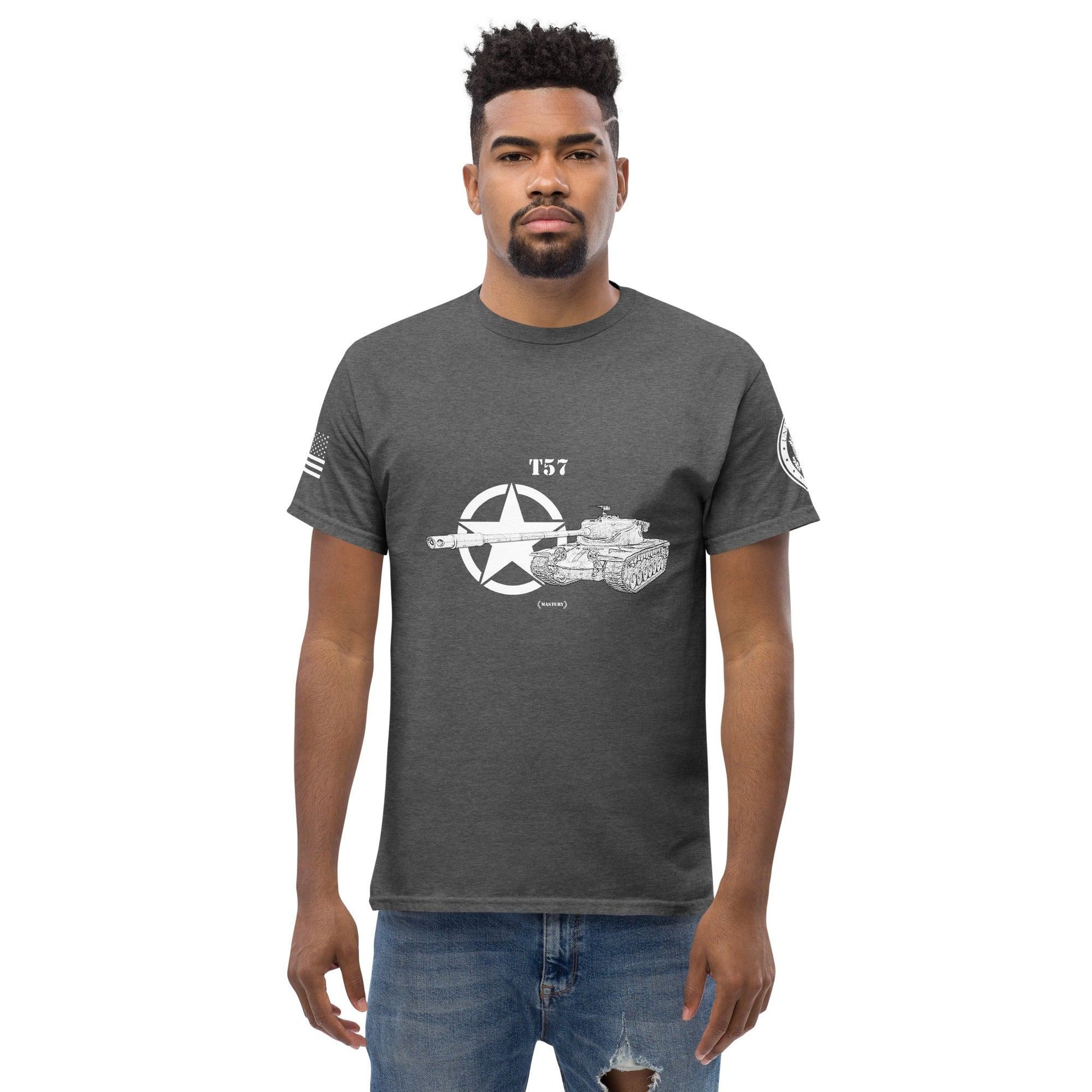 Amerikanischer schwerer Panzer T57 Mastery T-Shirt sw T-Shirt 29.99 Amerikanischer, Herren, Mastery, Panzer, schwerer, sw, T-Shirt, T57, Tanks, Thunder, War, World JLR Design