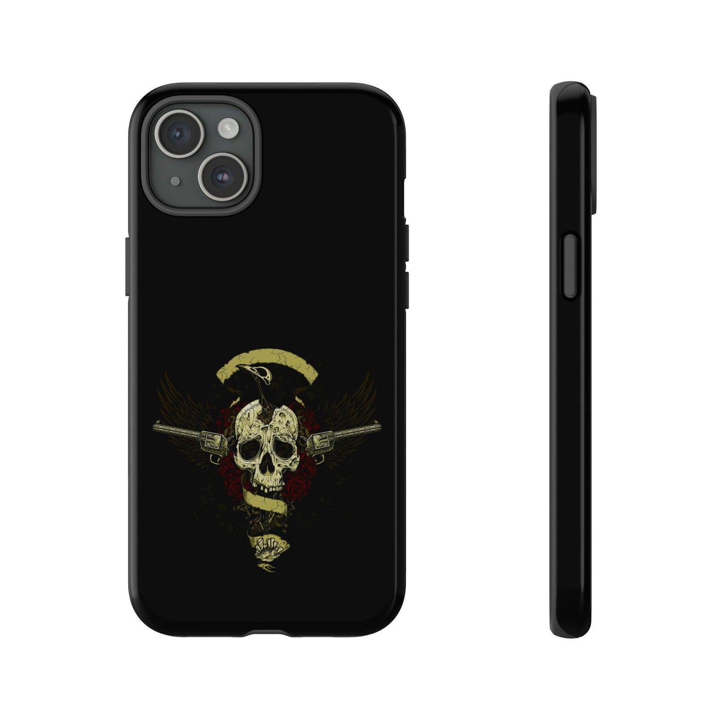 Apple Iphone Revolver Skull Cover Phone Case 37.99 Accessories, Apple, Glossy, Iphone, iPhone Cases, Matte, Phone accessory, Phone Cases, Revolver, Skull JLR Design