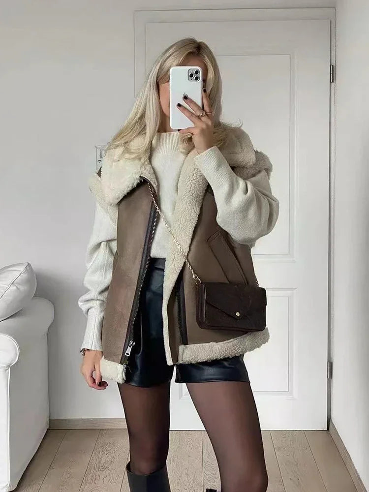 Ärmellose Faux Fur Weste Jacke JLR Design