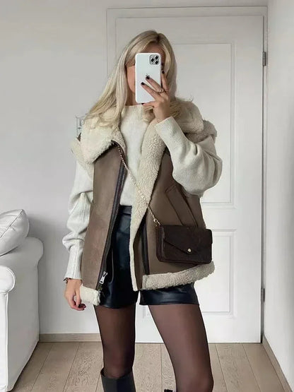Ärmellose Faux Fur Weste Jacke JLR Design