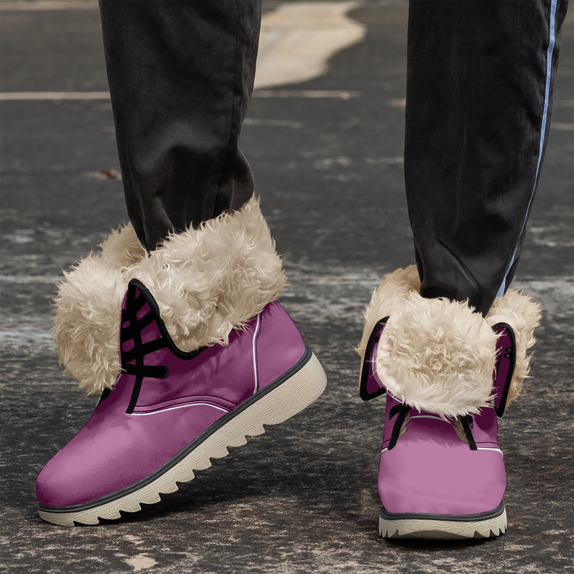 Aubergine Chic Boots mit Plüschfutter Boots JLR Design