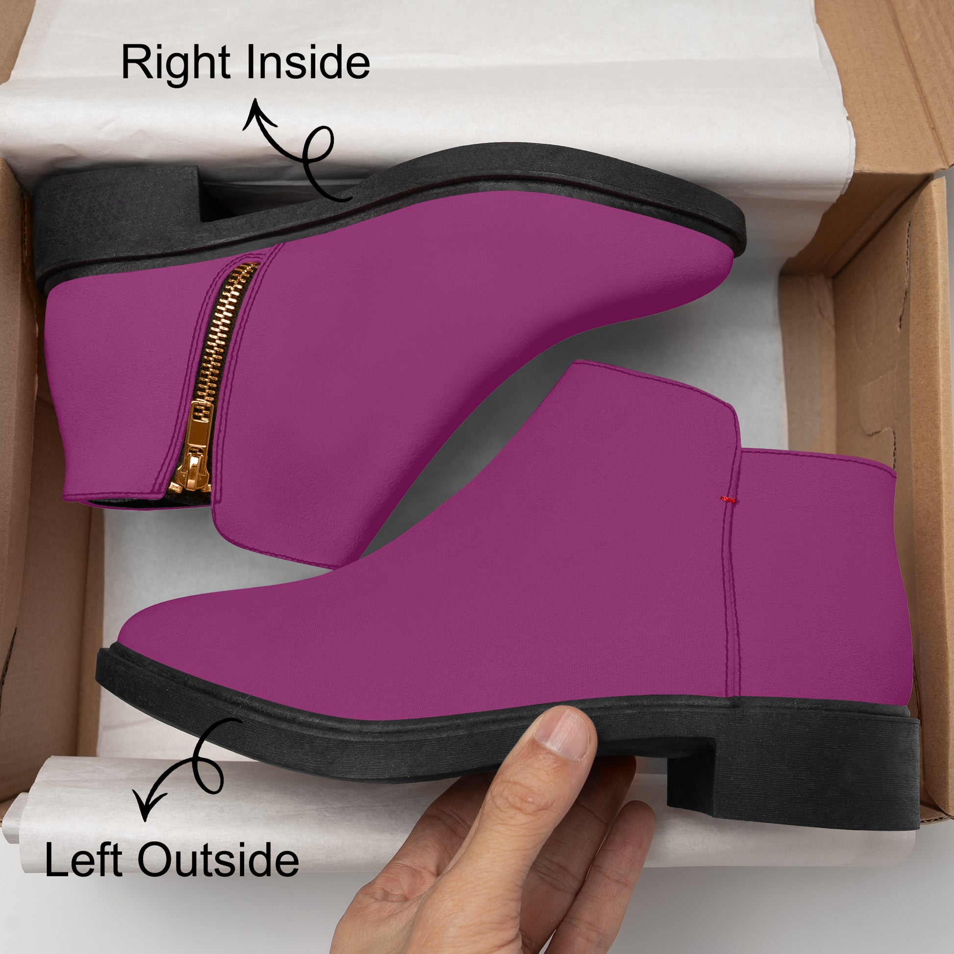 Aubergine elegante Reißverschluss-Stiefeletten Stiefeletten JLR Design