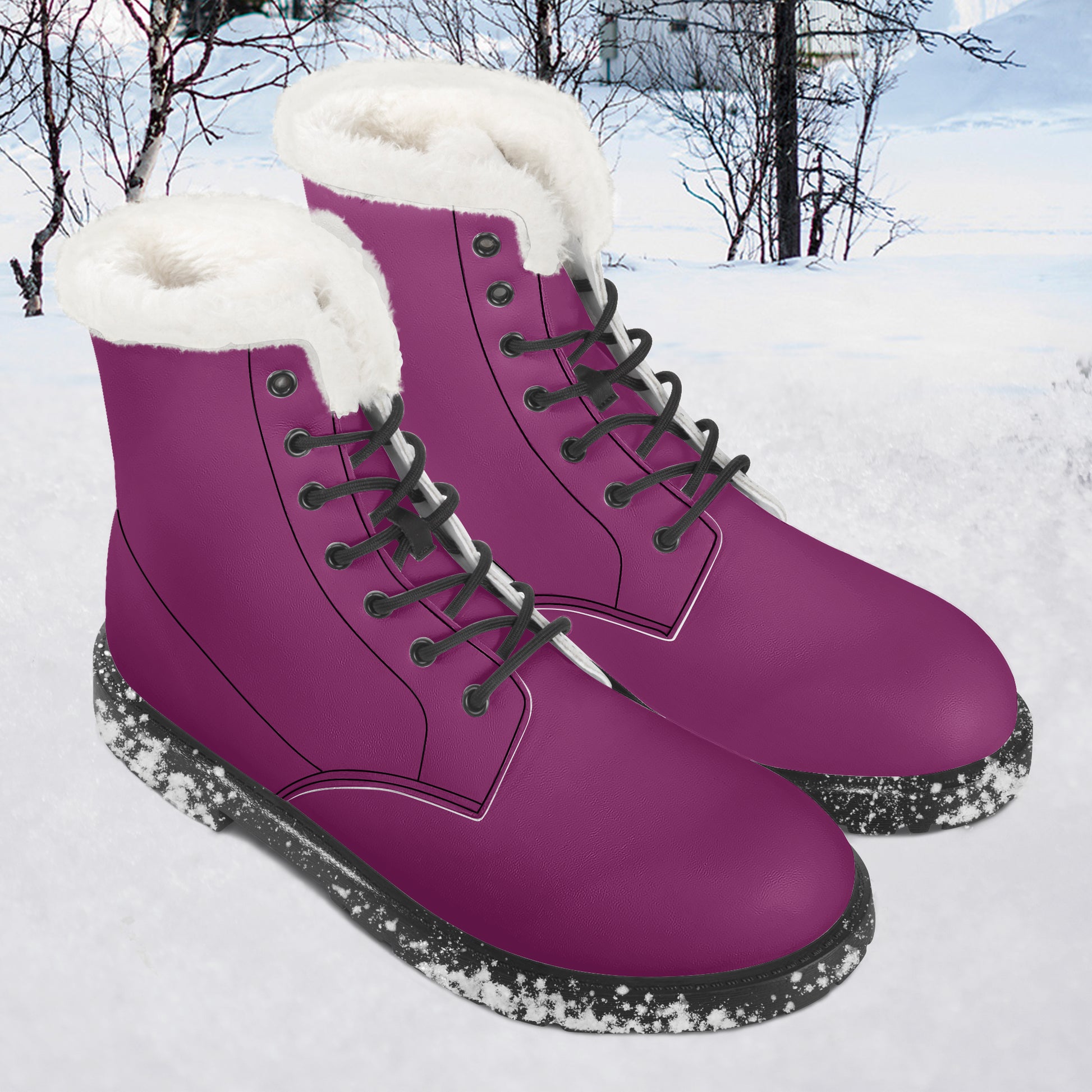 Aubergine Faux Fur Leder Boots Boots JLR Design