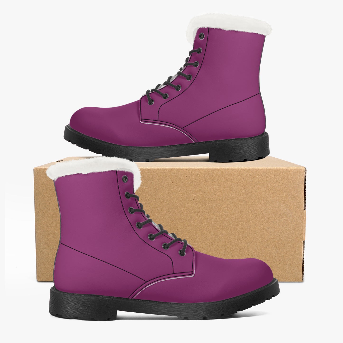 Aubergine Faux Fur Leder Boots Boots JLR Design