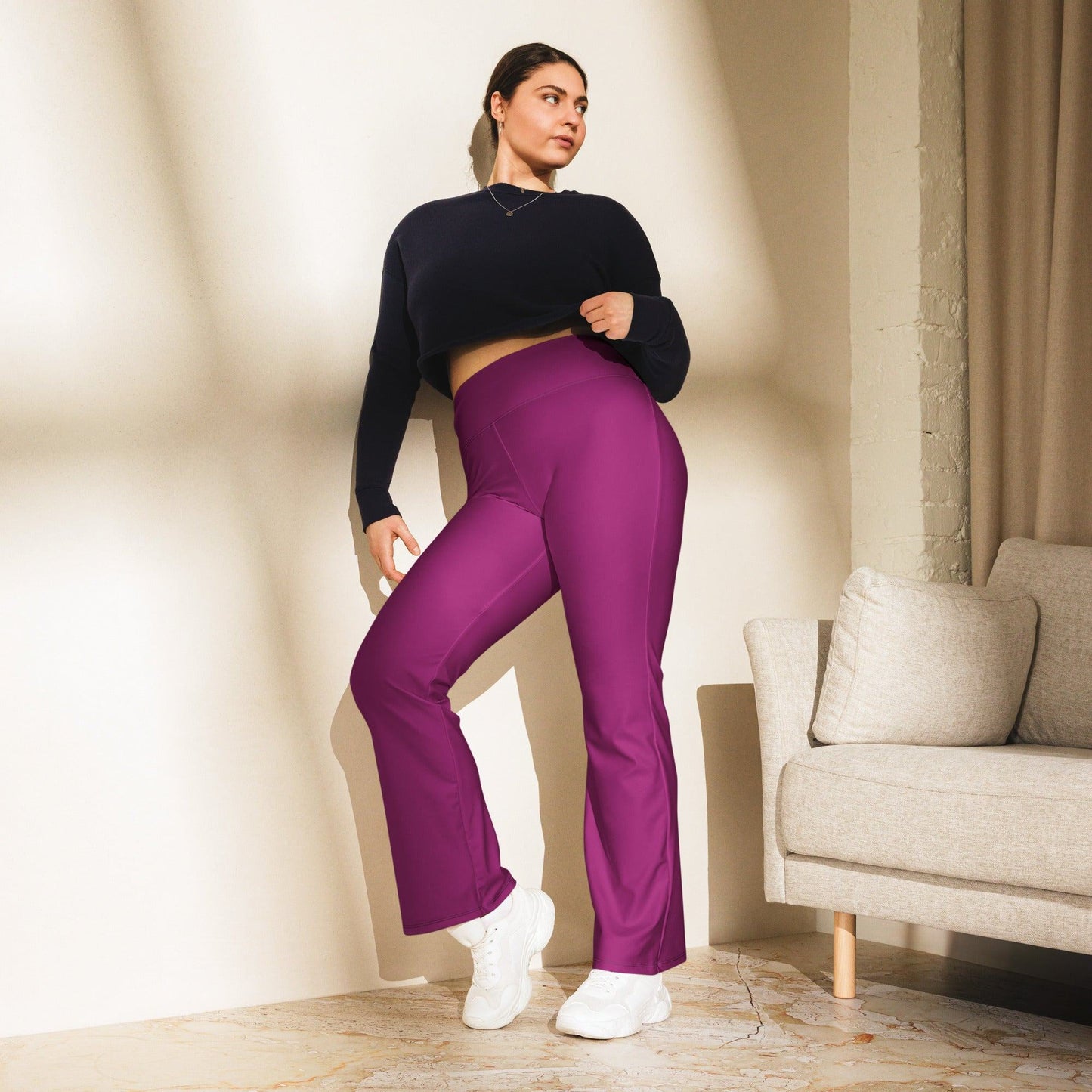 Aubergine High Waist Flare Leggings Flare Leggings 59.99 Aubergine, Flare, High, Leggings, Waist JLR Design