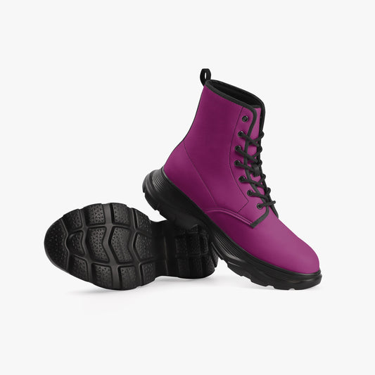 Aubergine Leather Chunky Boots Boots JLR Design