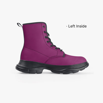 Aubergine Leather Chunky Boots Boots JLR Design