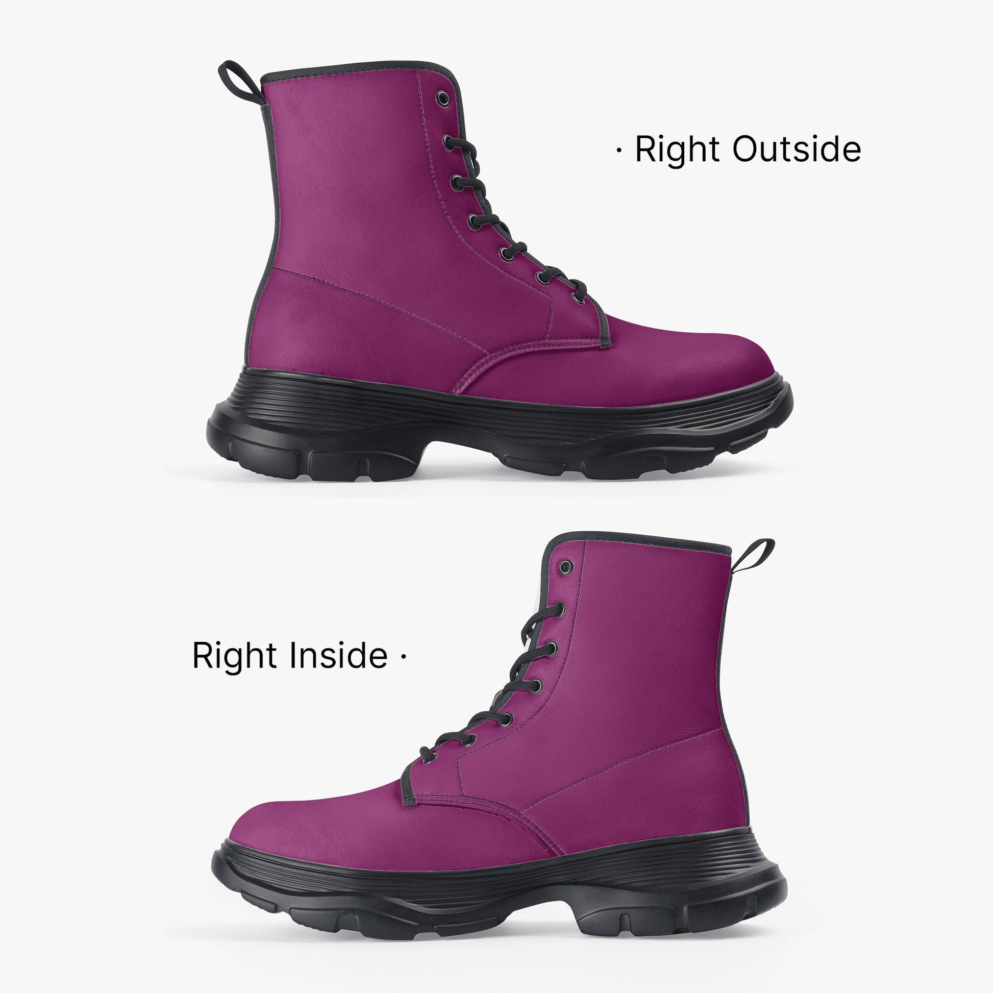 Aubergine Leather Chunky Boots Boots JLR Design