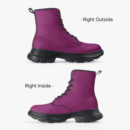 Aubergine Leather Chunky Boots Boots JLR Design