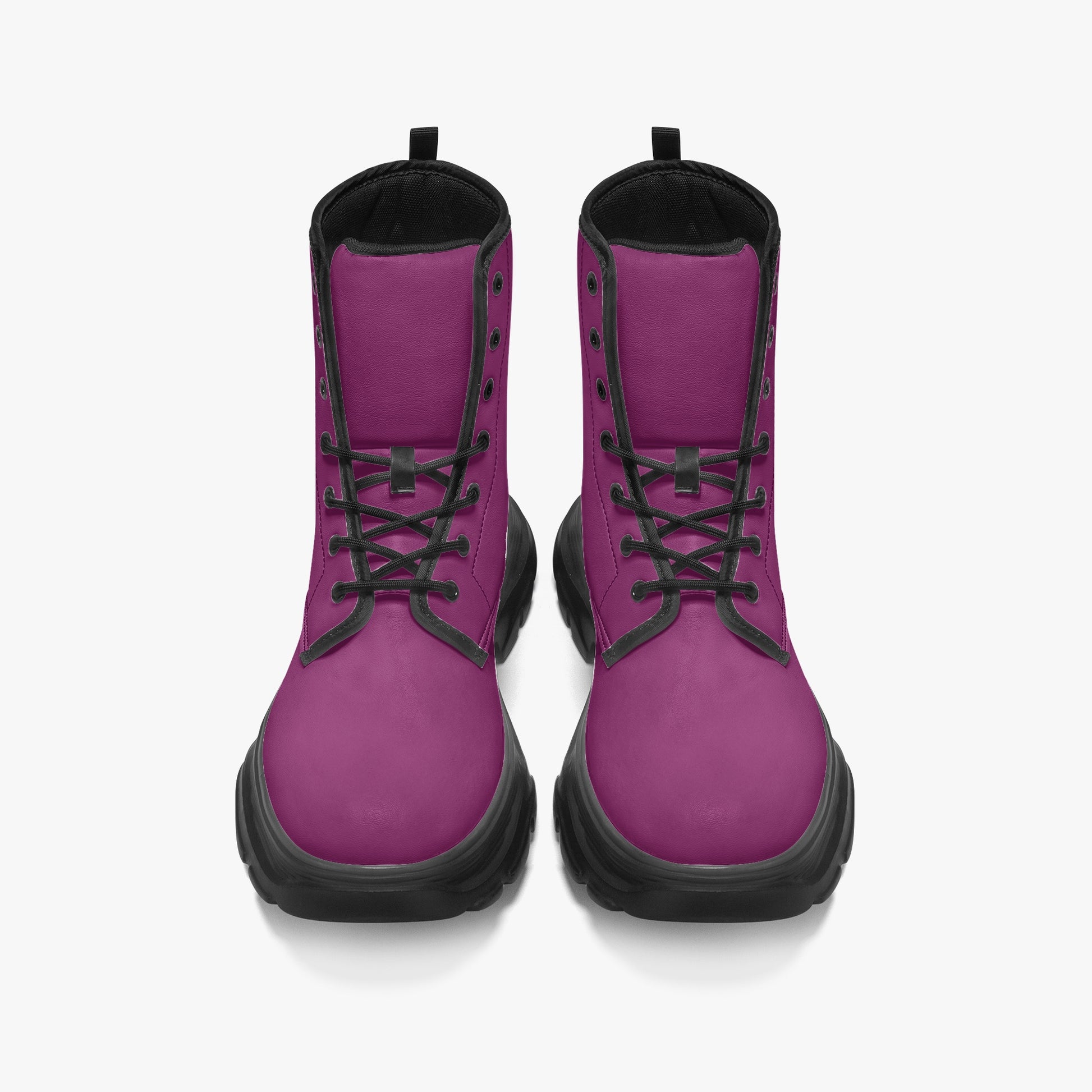 Aubergine Leather Chunky Boots Boots JLR Design