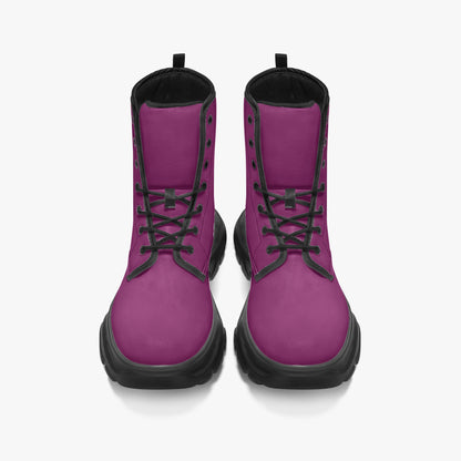 Aubergine Leather Chunky Boots Boots JLR Design