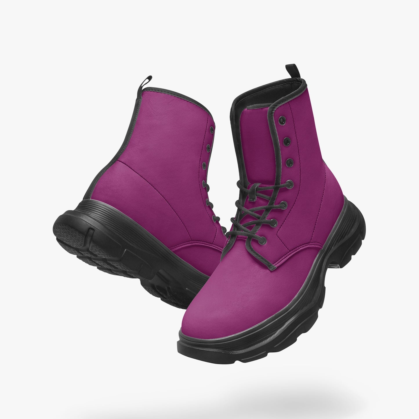 Aubergine Leather Chunky Boots Boots JLR Design