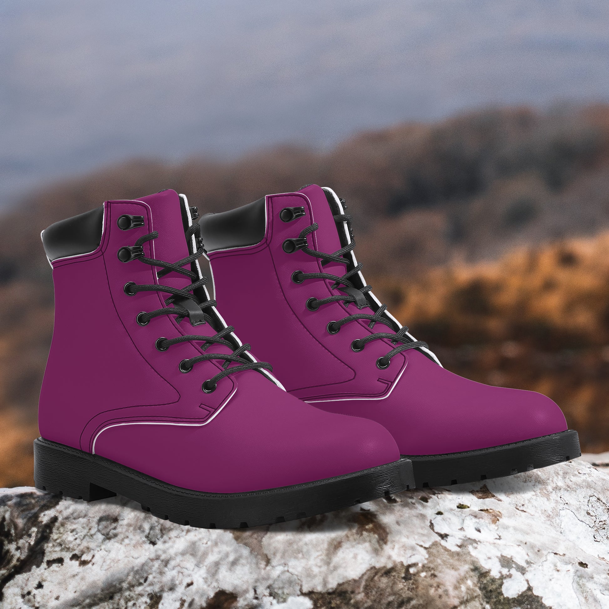 Aubergine Leder Boots | Stylische und Warme Winterstiefel Boots JLR Design