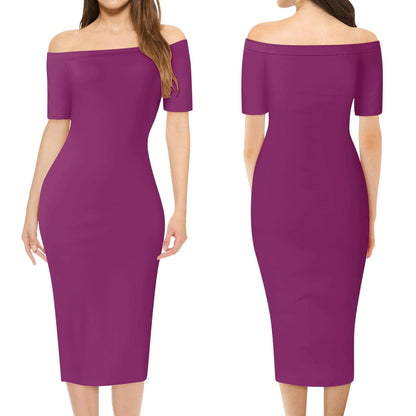 Aubergine Off-Shoulder-Kleid -- Aubergine Off-Shoulder-Kleid - undefined Off-Shoulder-Kleid | JLR Design