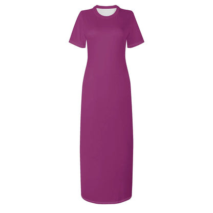 aubergine-short-sleeve-long-dress-long-dress-jlr-design-93021 - JLR Design