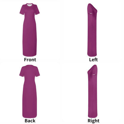aubergine-short-sleeve-long-dress-long-dress-jlr-design-12762 - JLR Design