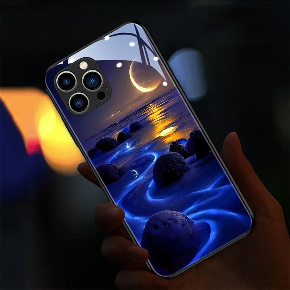Beautiful Stars River Luminous Glass LED Hülle für Samsung Galaxy S22/S23/S4/Plus/Ultra Cover JLR Design