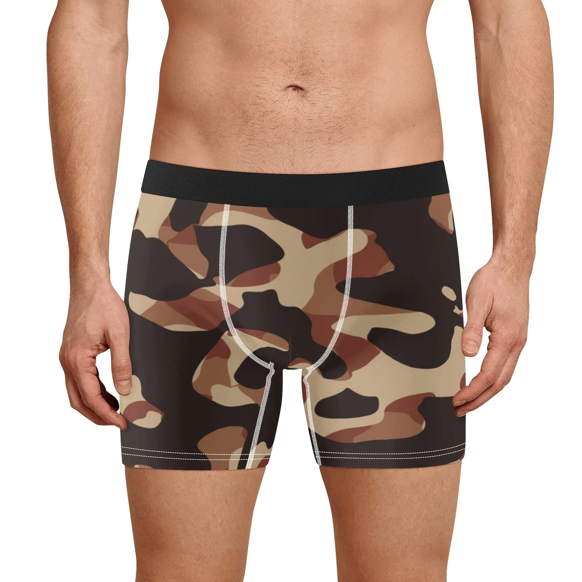 Bequeme Brown Camouflage Stretch-Trunks für Herren Trunks JLR Design
