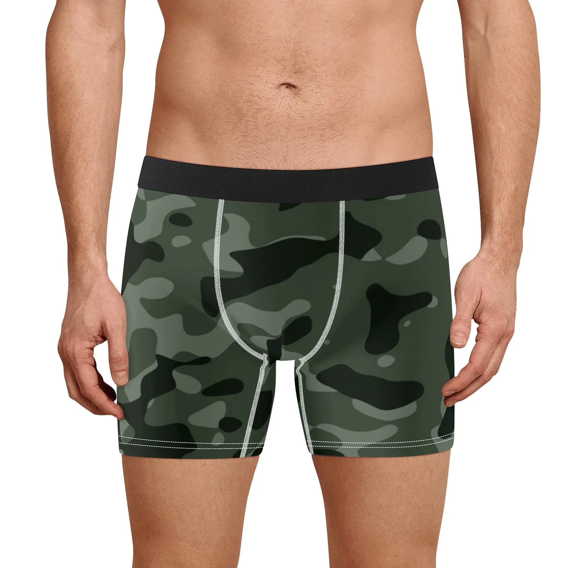 Bequeme grüne Camouflage Stretch-Trunks für Herren Trunks JLR Design