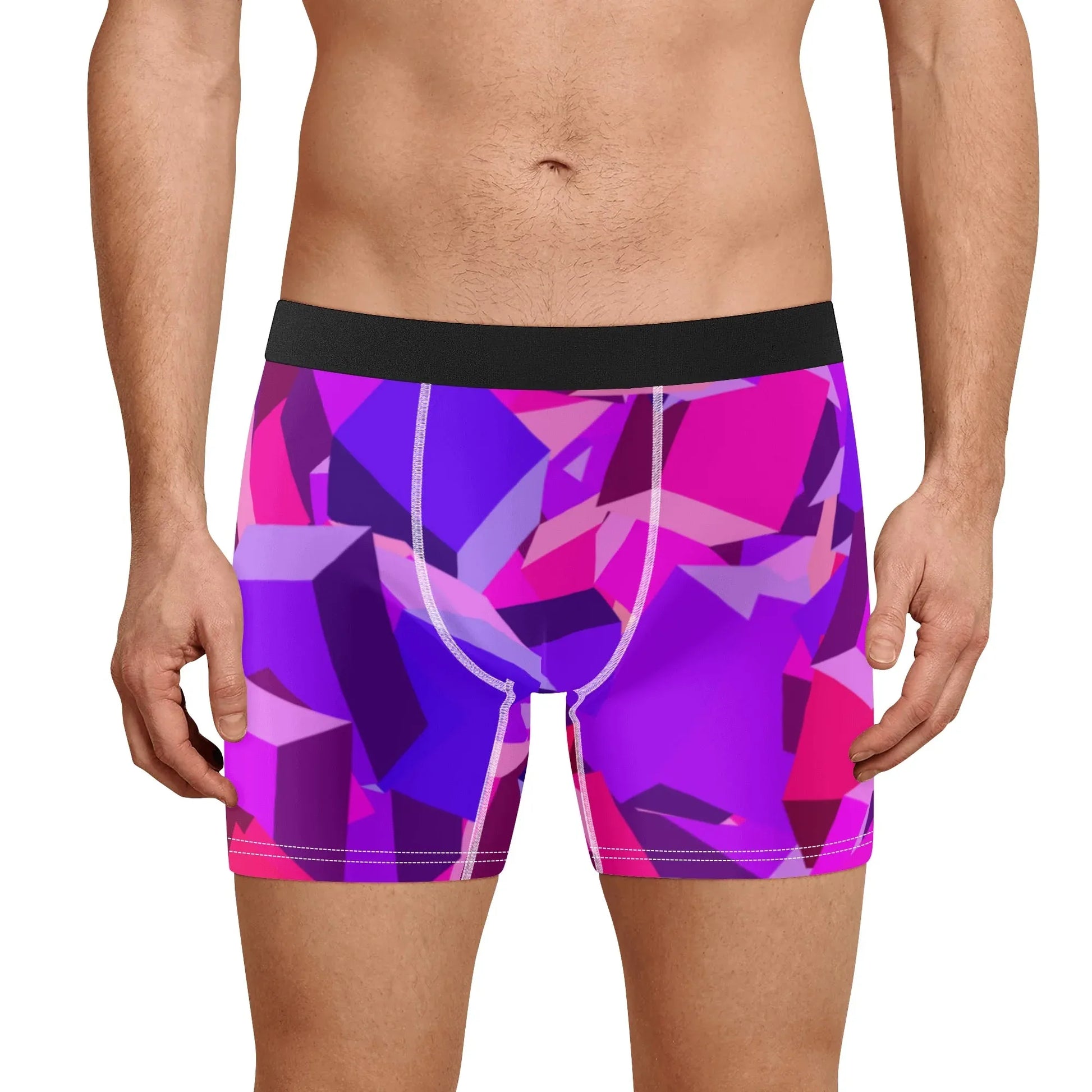 Bequeme Pink Cube Stretch-Trunks für Herren Trunks JLR Design