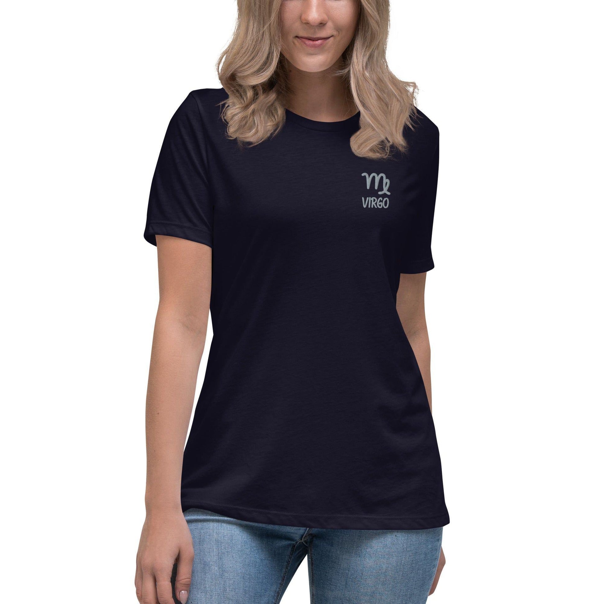 Besticktes Sternzeichen Jungfrau Damen-T-Shirt T-Shirt 38.99 bestickt, Jungfrau, Sign, Sternzeichen, Symbol, T-Shirt, Virgo, Zodiac JLR Design