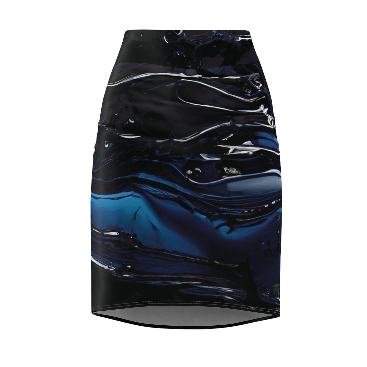 Black Blue Liquid Bleistiftrock Bleistiftrock 74.99 All Over Print, AOP, AOP Clothing, Assembled in the USA, Assembled in USA, Black, Bleistiftrock, Blue, Made in the USA, Made in USA, Skirts & Dresses, Sublimation, Women's Clothing JLR Design