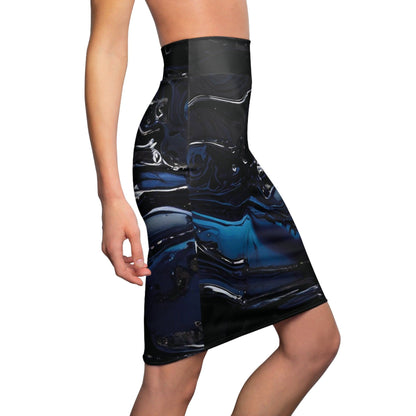 Black Blue Liquid Bleistiftrock Bleistiftrock 74.99 All Over Print, AOP, AOP Clothing, Assembled in the USA, Assembled in USA, Black, Bleistiftrock, Blue, Made in the USA, Made in USA, Skirts & Dresses, Sublimation, Women's Clothing JLR Design