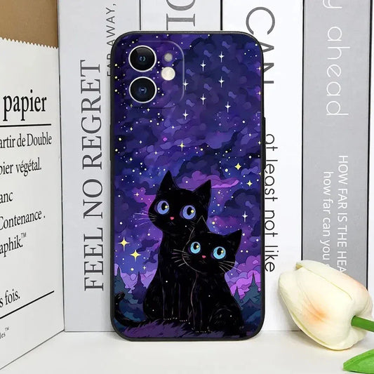black-cats-starry-night-moon-handyhulle-fur-iphone-7-8-11-12-13-14-15-16-minipluspropromax-handyhulle-jlr-design-41990 - JLR Design