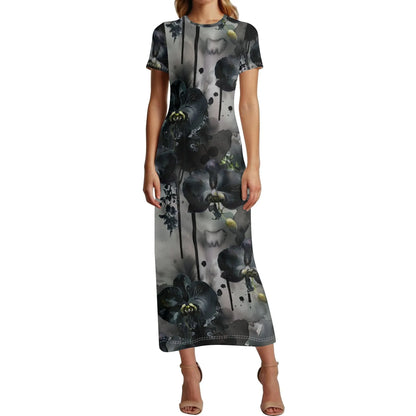black-garden-short-sleeve-long-dress-long-dress-jlr-design-77802 - JLR Design