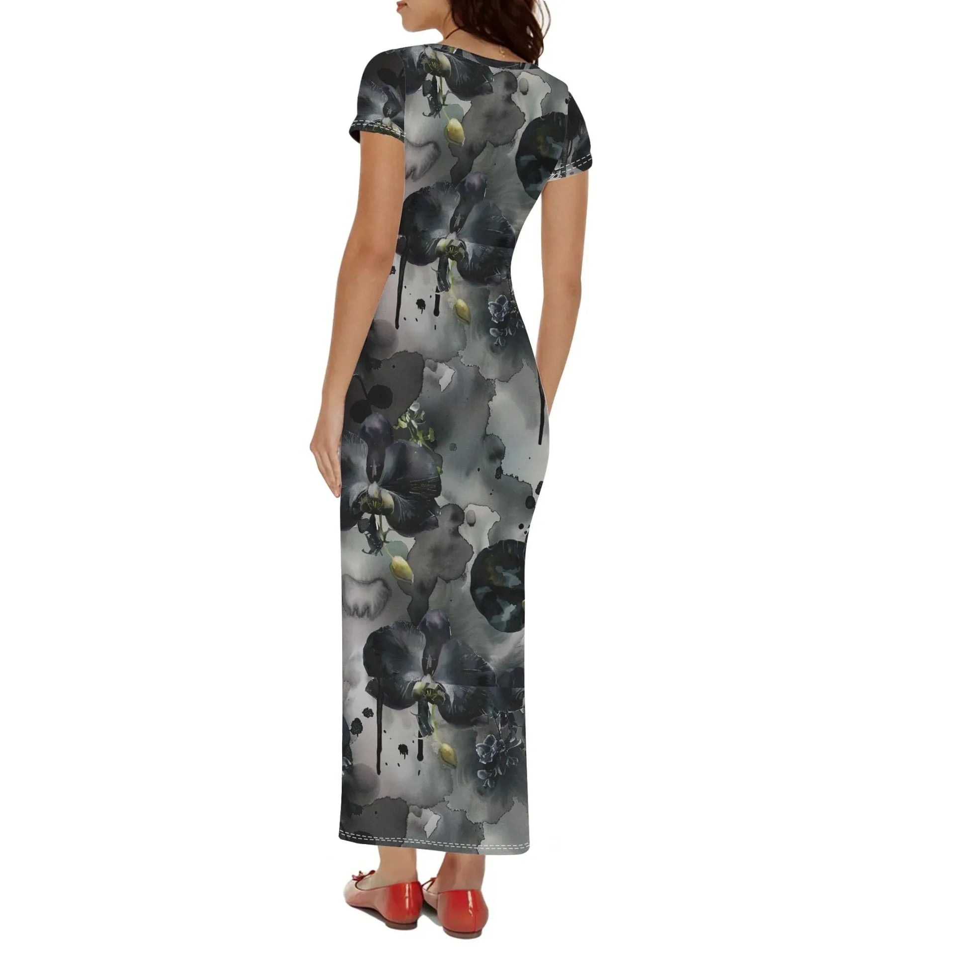 black-garden-short-sleeve-long-dress-long-dress-jlr-design-40705 - JLR Design