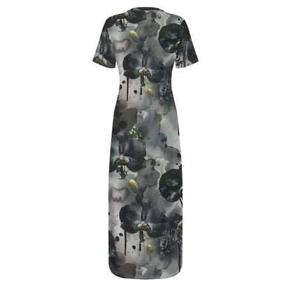 black-garden-short-sleeve-long-dress-long-dress-jlr-design-10795 - JLR Design