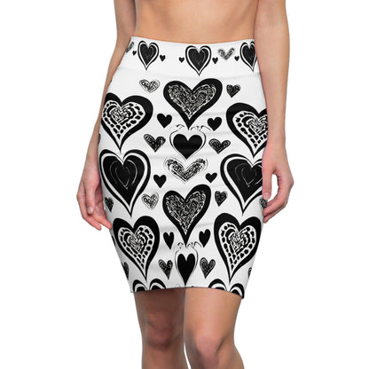 Black Heart Bleistiftrock Bleistiftrock 74.99 All Over Print, AOP, AOP Clothing, Assembled in the USA, Assembled in USA, Black, Bleistiftrock, Heart, Made in the USA, Made in USA, Skirts & Dresses, Sublimation, Women's Clothing JLR Design