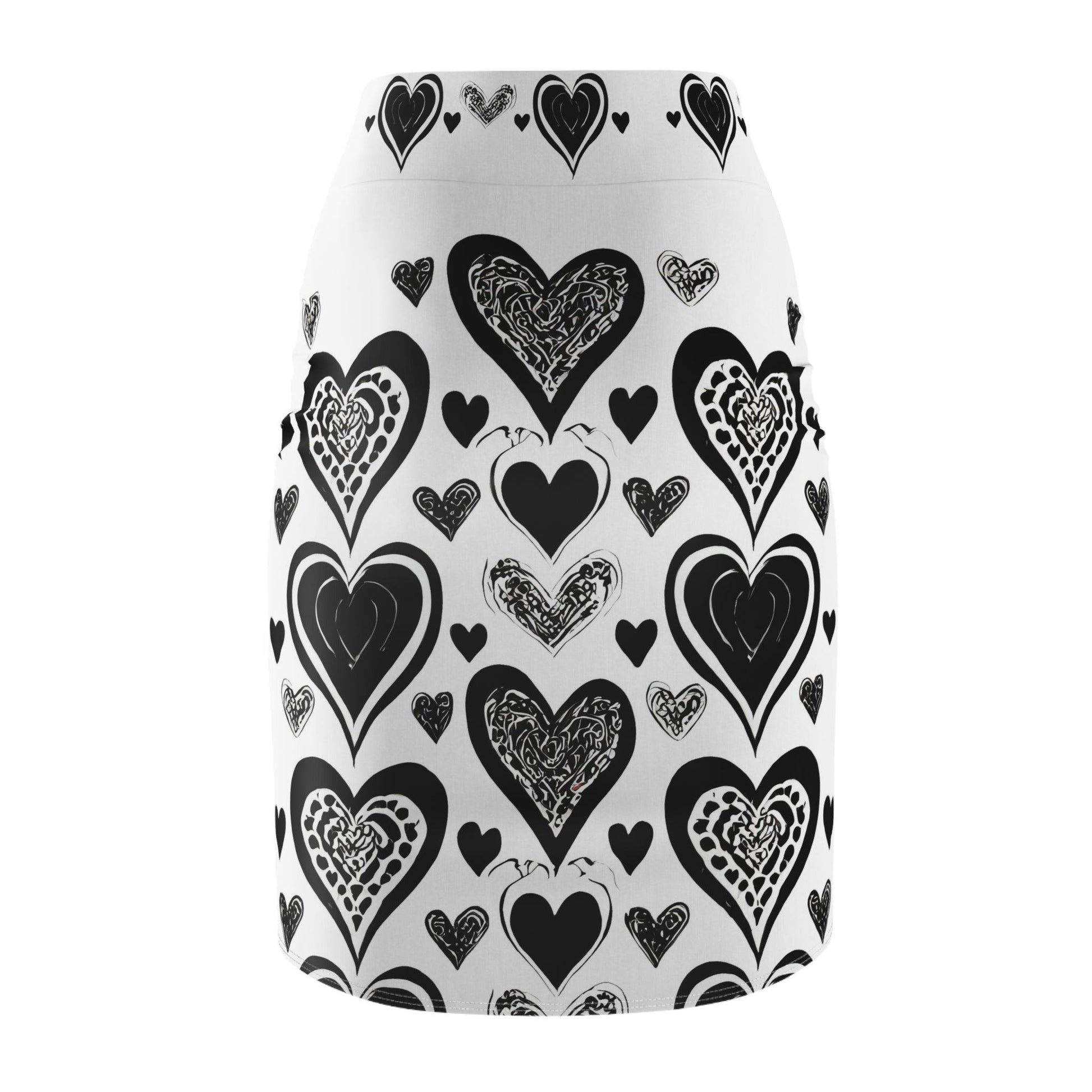 Black Heart Bleistiftrock Bleistiftrock 74.99 All Over Print, AOP, AOP Clothing, Assembled in the USA, Assembled in USA, Black, Bleistiftrock, Heart, Made in the USA, Made in USA, Skirts & Dresses, Sublimation, Women's Clothing JLR Design