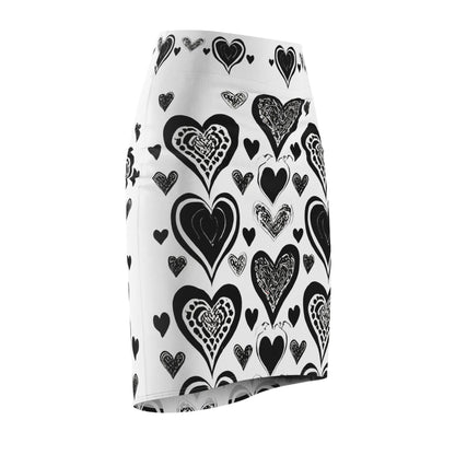 Black Heart Bleistiftrock Bleistiftrock 74.99 All Over Print, AOP, AOP Clothing, Assembled in the USA, Assembled in USA, Black, Bleistiftrock, Heart, Made in the USA, Made in USA, Skirts & Dresses, Sublimation, Women's Clothing JLR Design