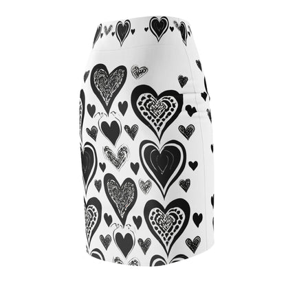 Black Heart Bleistiftrock Bleistiftrock 74.99 All Over Print, AOP, AOP Clothing, Assembled in the USA, Assembled in USA, Black, Bleistiftrock, Heart, Made in the USA, Made in USA, Skirts & Dresses, Sublimation, Women's Clothing JLR Design