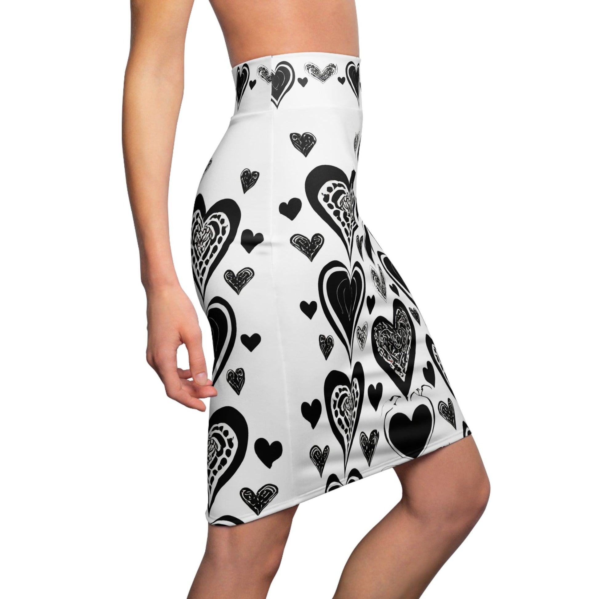 Black Heart Bleistiftrock Bleistiftrock 74.99 All Over Print, AOP, AOP Clothing, Assembled in the USA, Assembled in USA, Black, Bleistiftrock, Heart, Made in the USA, Made in USA, Skirts & Dresses, Sublimation, Women's Clothing JLR Design