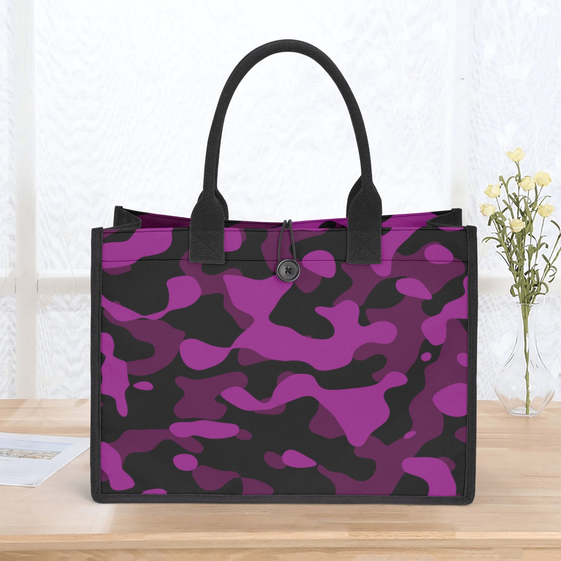 Black Pink Camouflage Canvas Shopper Tasche Einkaufstasche JLR Design