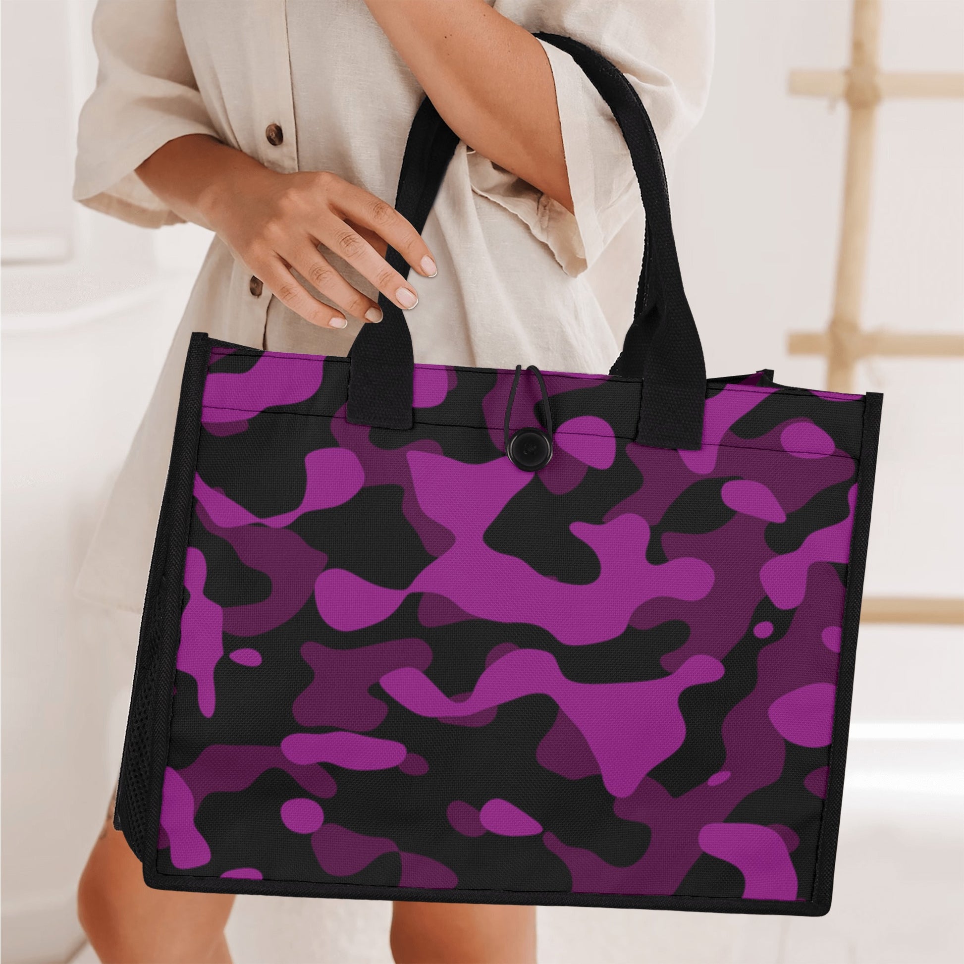 Black Pink Camouflage Canvas Shopper Tasche Einkaufstasche JLR Design