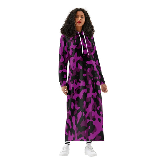 black-pink-camouflage-bequemes-leichtes-hoodie-kleid-hoodiekleid-jlr-design-44610 - JLR Design