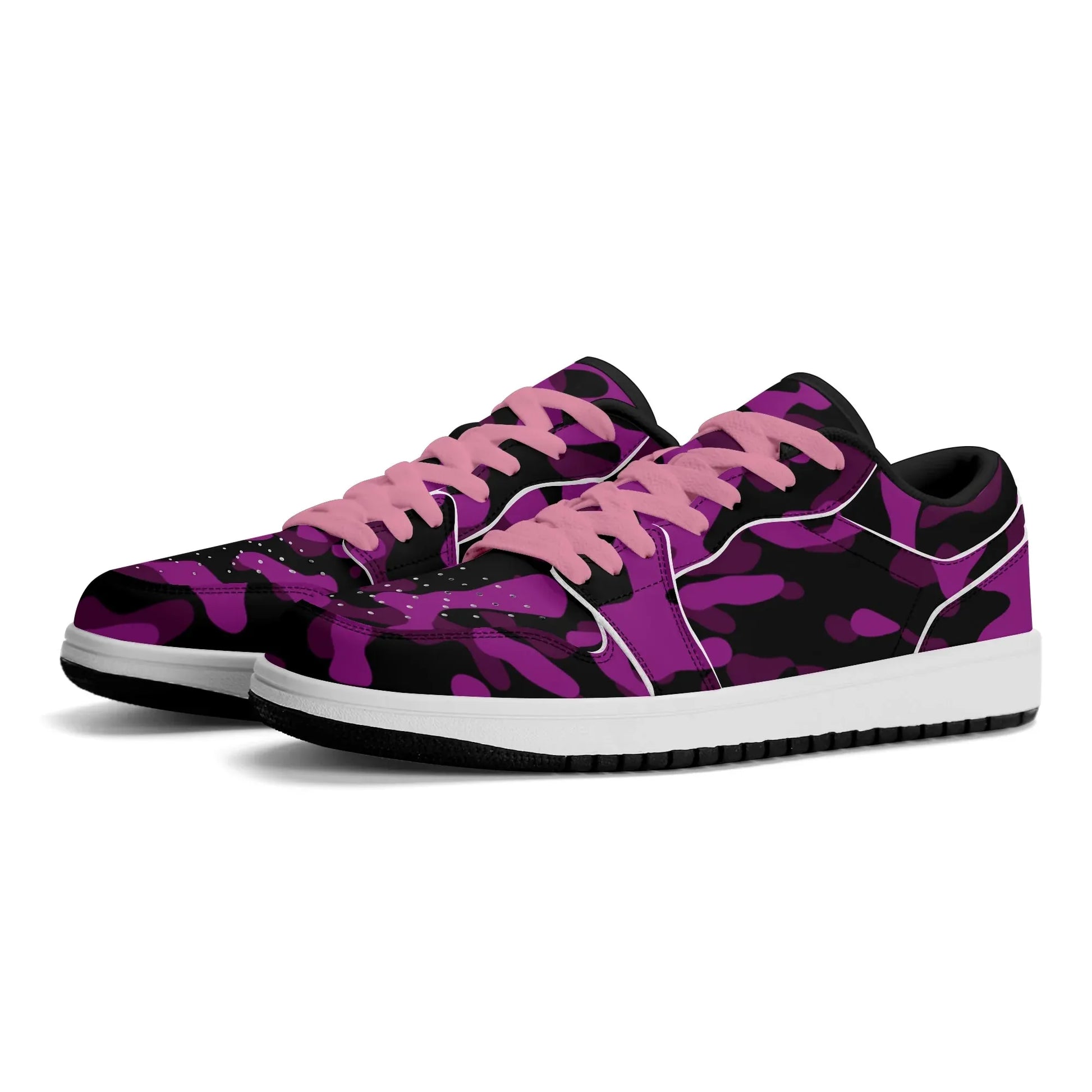 black-pink-camouflage-low-top-leder-sneaker-fur-damen-sneaker-jlr-design-13362 - JLR Design