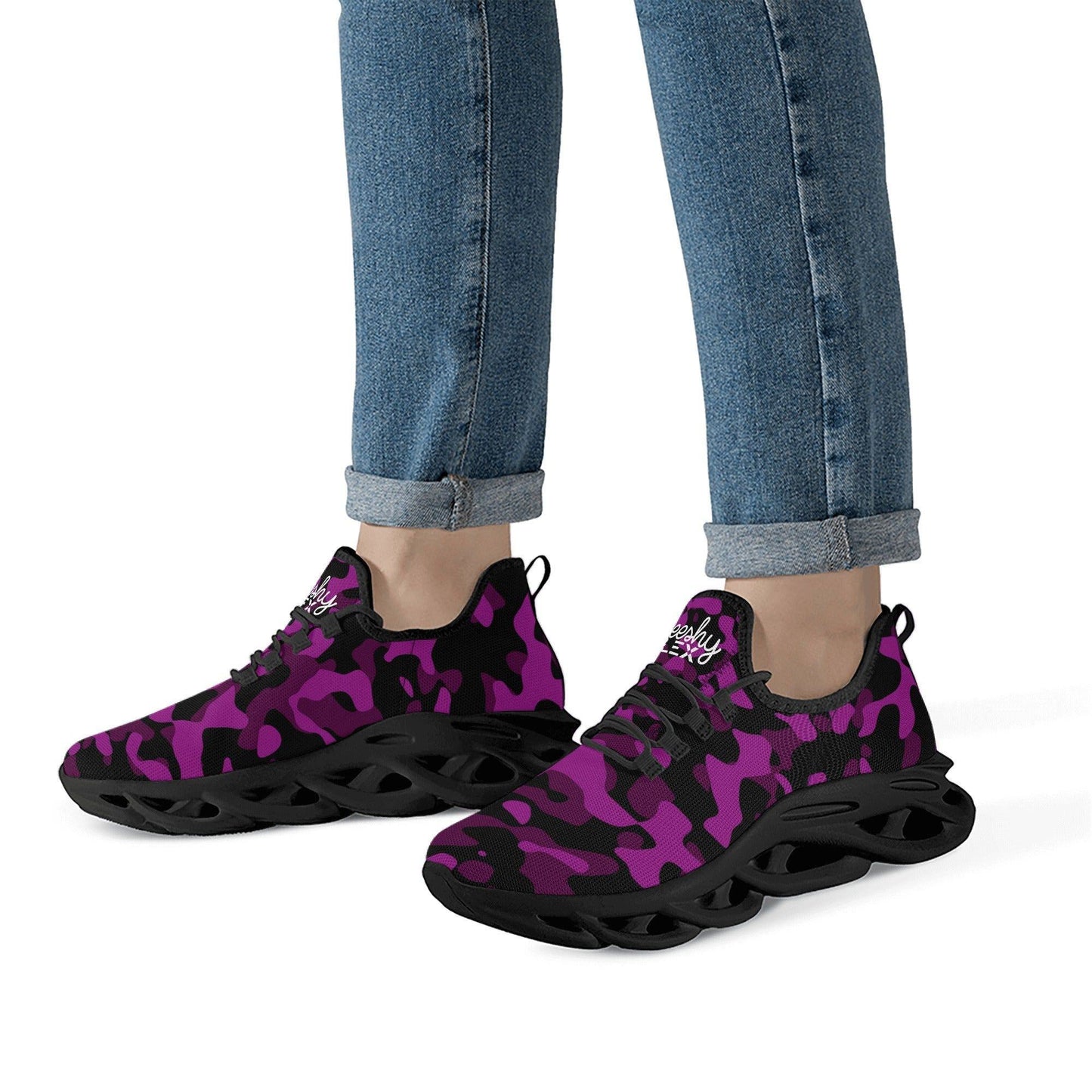 Black Pink Camouflage Meeshy Flex Damen Sneaker -- Black Pink Camouflage Meeshy Flex Damen Sneaker - undefined Sneaker | JLR Design