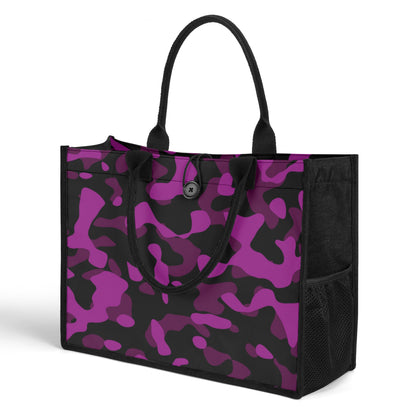 Black Pink Camouflage Premium Canvas Shopper Tasche Einkaufstasche JLR Design