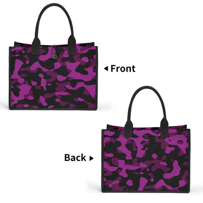 Black Pink Camouflage Premium Canvas Shopper Tasche Einkaufstasche JLR Design