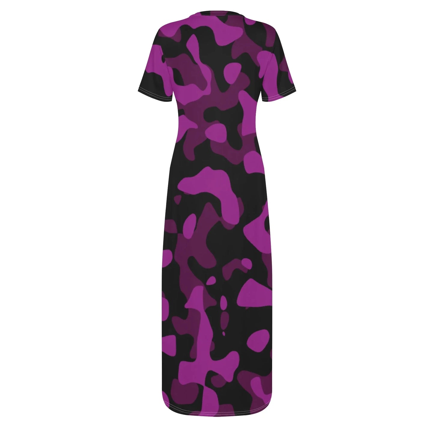 black-pink-camouflage-short-sleeve-long-dress-long-dress-jlr-design-84874 - JLR Design