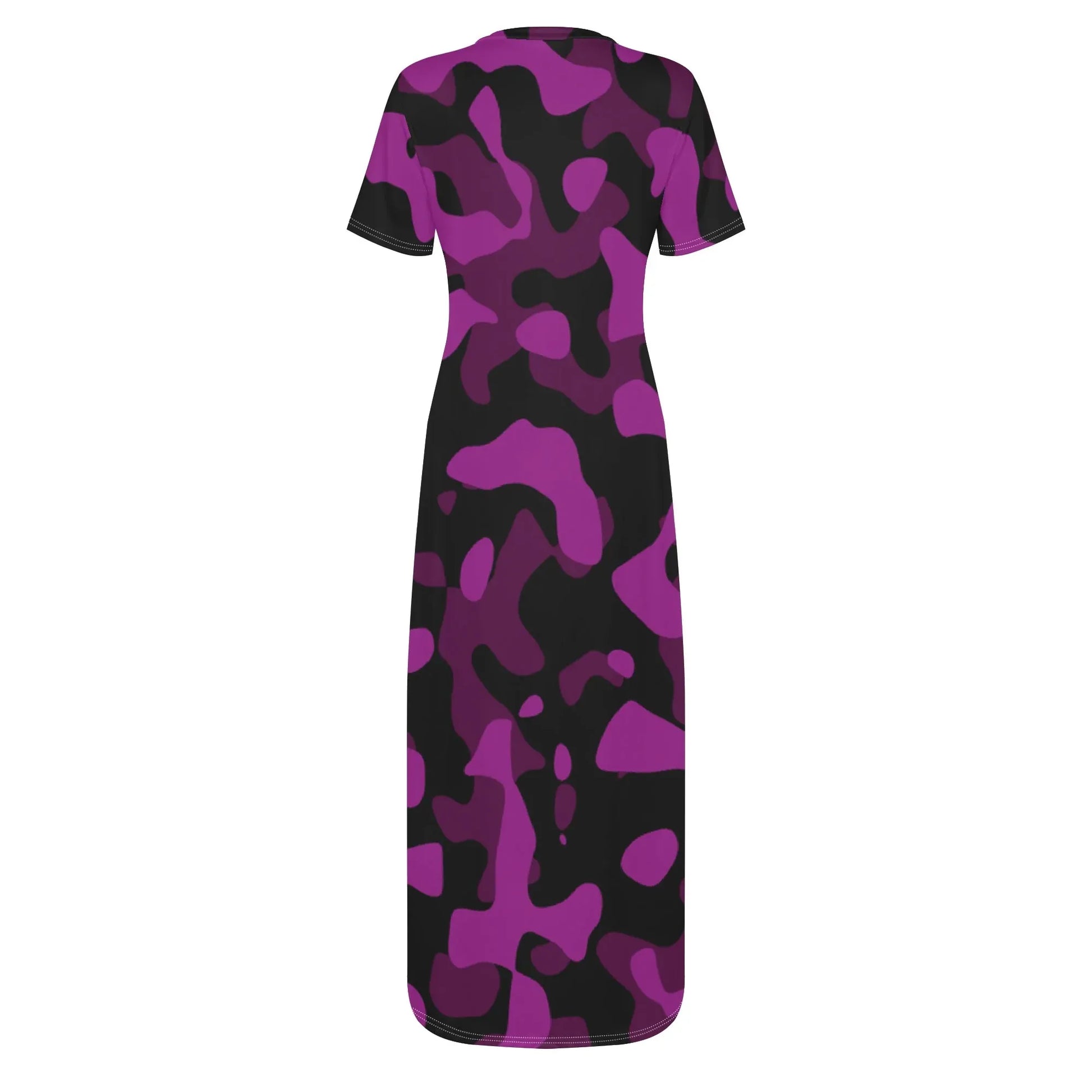 black-pink-camouflage-short-sleeve-long-dress-long-dress-jlr-design-84874 - JLR Design