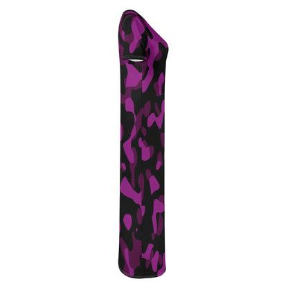 black-pink-camouflage-short-sleeve-long-dress-long-dress-jlr-design-84216 - JLR Design