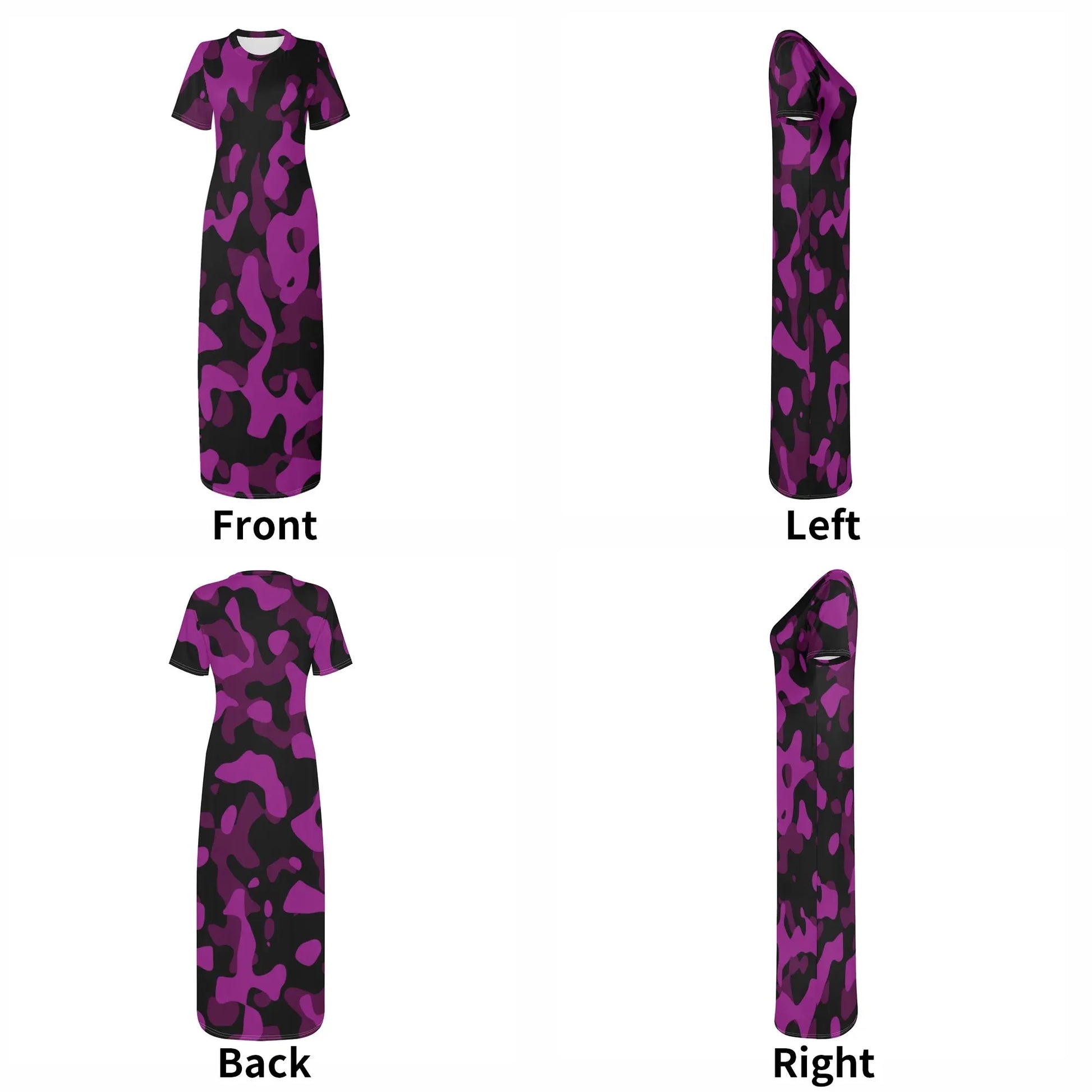 black-pink-camouflage-short-sleeve-long-dress-long-dress-jlr-design-70220 - JLR Design