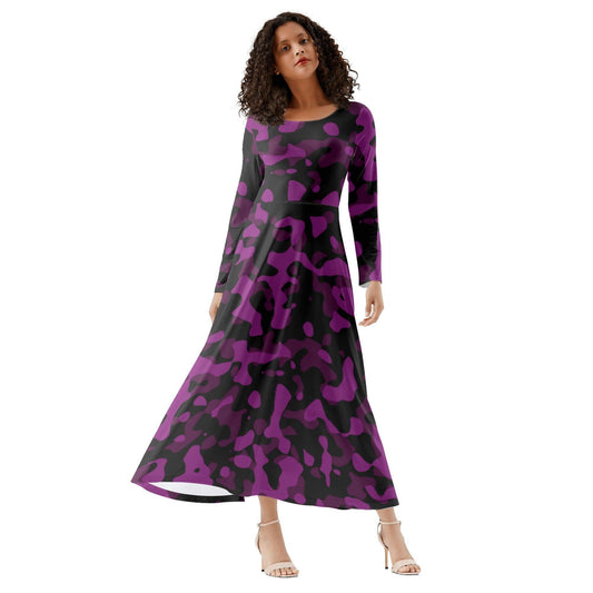Black Violet Camouflage Long Sleeve Dress Long Sleeve Dress 69.99 Black, Camouflage, Dress, Long, Sleeve, Violet JLR Design